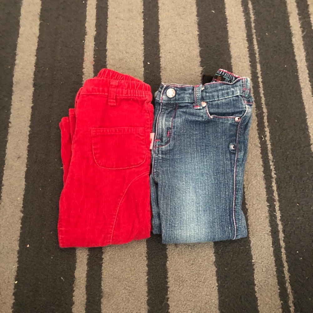 2 jeans, blue and red (3 years old girls)
